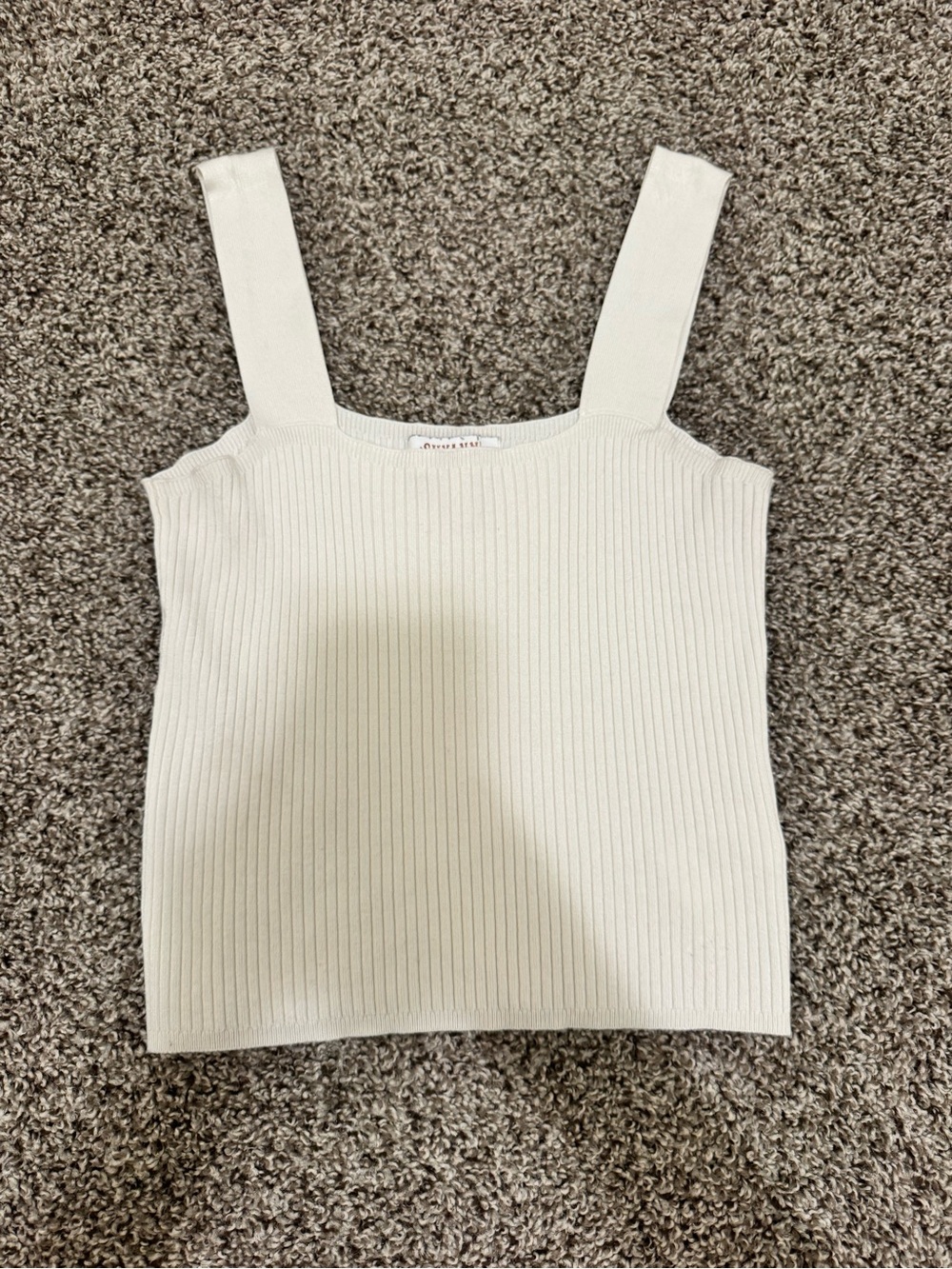 Shyanne White Ribbed Square-Neck Tank